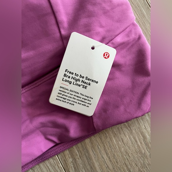 NWT Lululemon Free To Be Serene Bra High Neck Long Line Magenta Glow - Size 10 - Picture 3 of 8